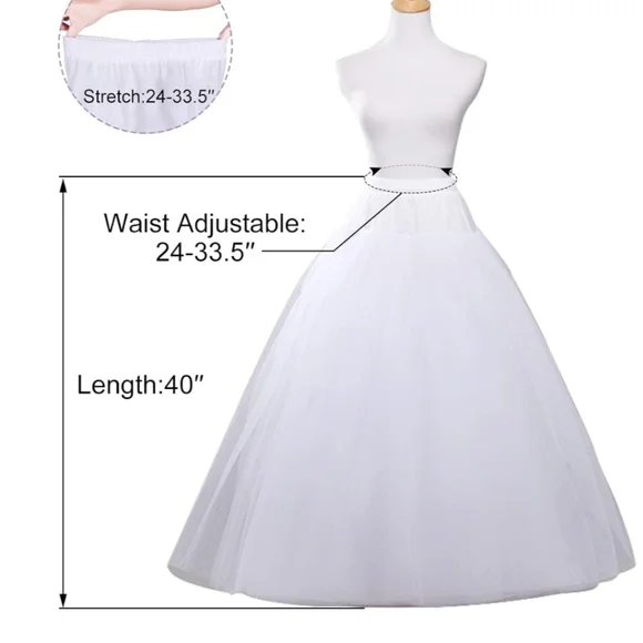 Hoopless Petticoats Crinoline A-line Slips Underskirt Floor Length - Picture 3 of 3